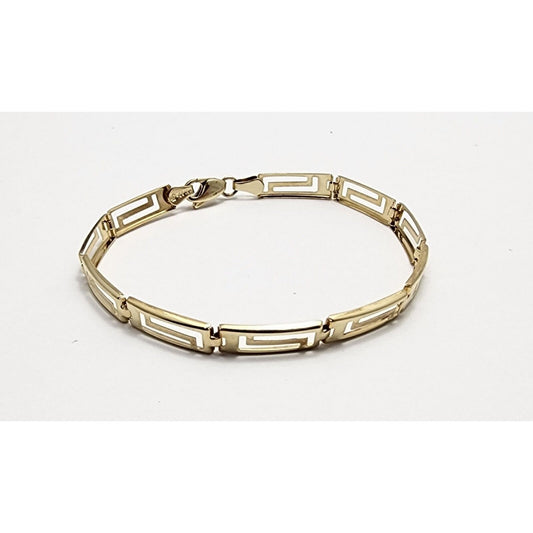 10K Yellow Gold Greek Key Link Bracelet