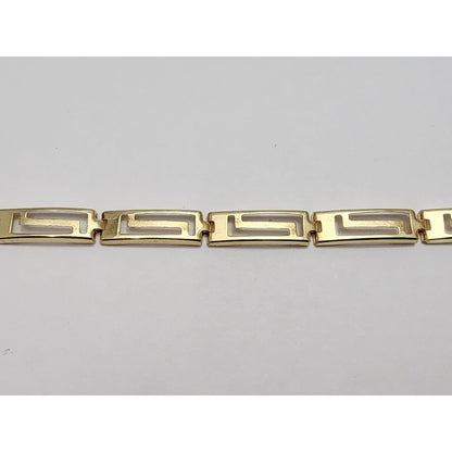 10K Yellow Gold Greek Key Link Bracelet