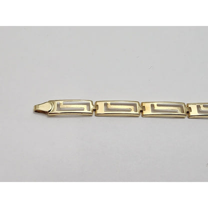 10K Yellow Gold Greek Key Link Bracelet