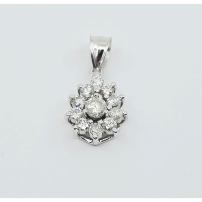 14K White Gold Drop Dangle Diamond Pear Shaped Charm Pendant