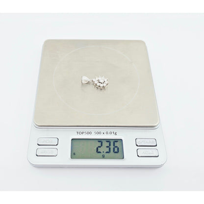 14K White Gold Drop Dangle Diamond Pear Shaped Charm Pendant