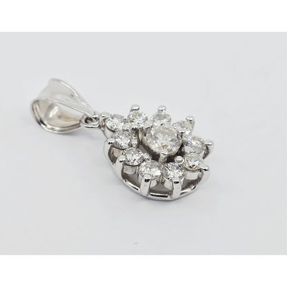 14K White Gold Drop Dangle Diamond Pear Shaped Charm Pendant