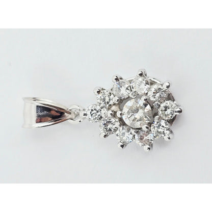 14K White Gold Drop Dangle Diamond Pear Shaped Charm Pendant