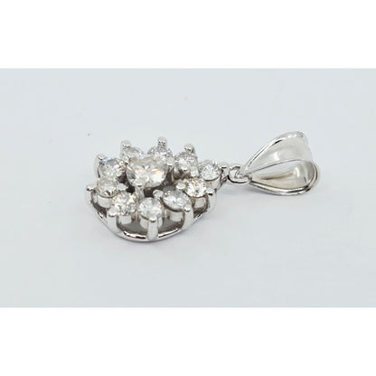 14K White Gold Drop Dangle Diamond Pear Shaped Charm Pendant