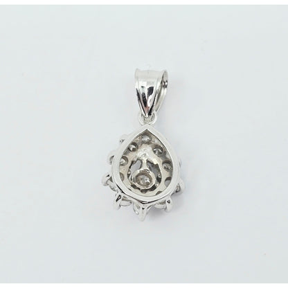 14K White Gold Drop Dangle Diamond Pear Shaped Charm Pendant