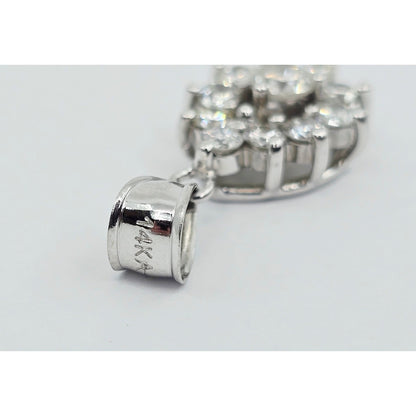 14K White Gold Drop Dangle Diamond Pear Shaped Charm Pendant