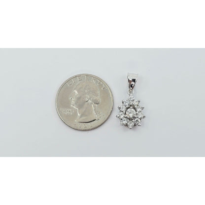 14K White Gold Drop Dangle Diamond Pear Shaped Charm Pendant