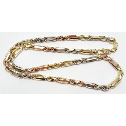 10K Two Tone Gold Designer Figarope Chain Necklace