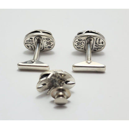 Allan Adler Sterling Silver & GP Scarab Cufflinks & Pin Silversmith to the Stars