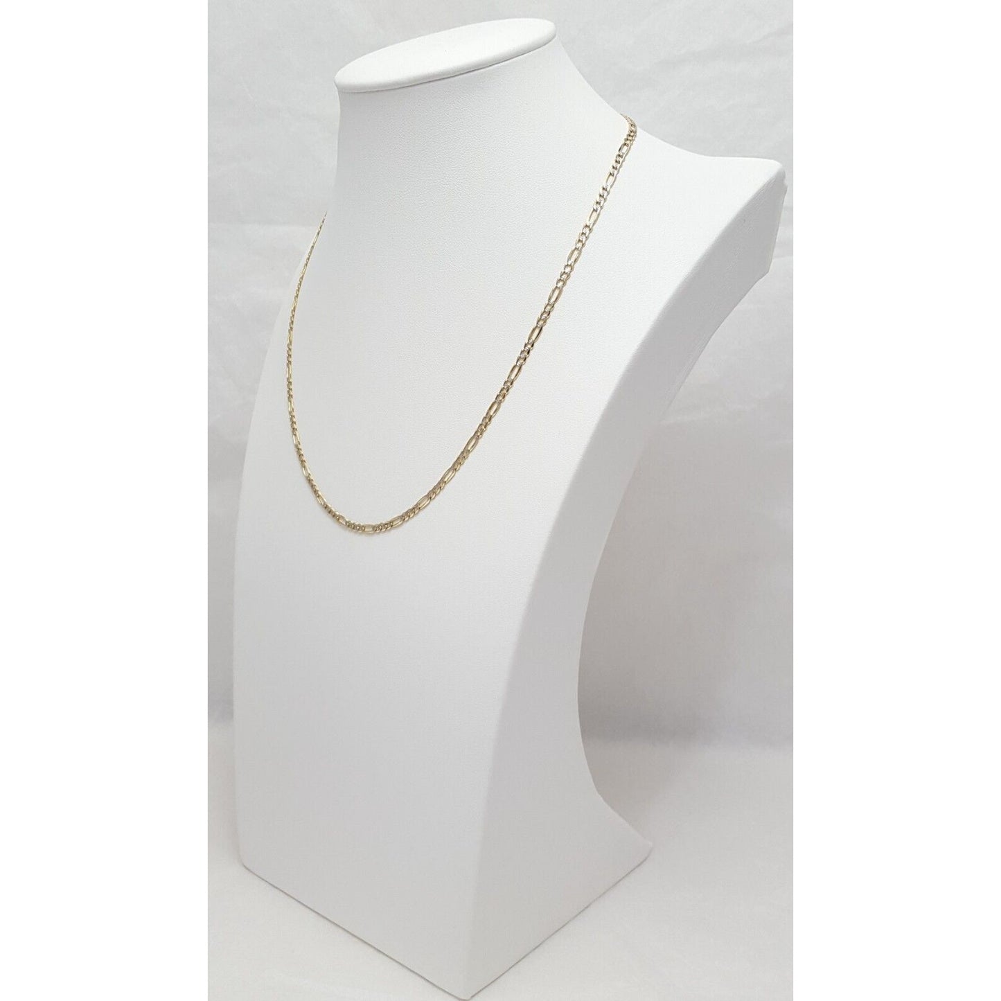 14K Two Tone Gold Diamond Cut Figaro Link Chain Necklace