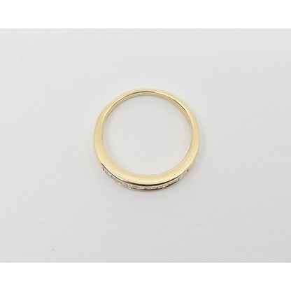 14K Yellow Gold Single Row 8 Princess Cut Diamond Wedding Ring