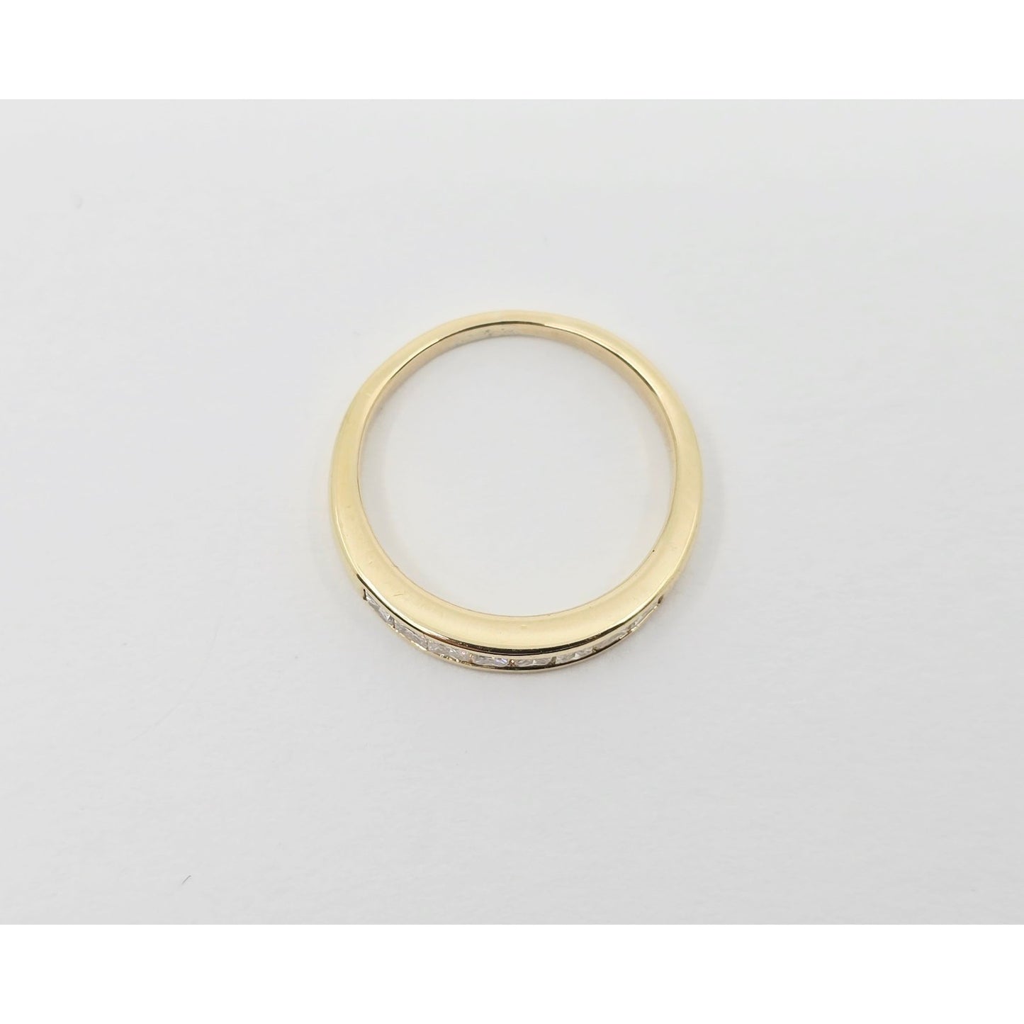14K Yellow Gold Single Row 8 Princess Cut Diamond Wedding Ring