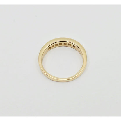 14K Yellow Gold Single Row 8 Princess Cut Diamond Wedding Ring