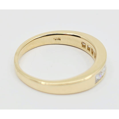 14K Yellow Gold Single Row 8 Princess Cut Diamond Wedding Ring