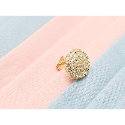 Single 10K Yellow Gold Round Shaped CZ Stud Earring