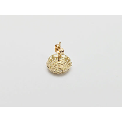 Single 10K Yellow Gold Round Shaped CZ Stud Earring