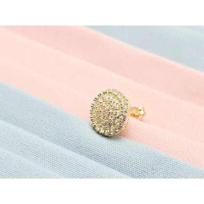 Single 10K Yellow Gold Round Shaped CZ Stud Earring