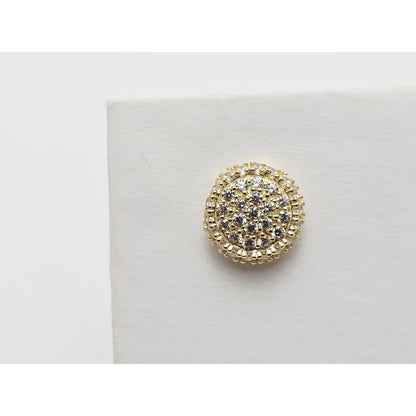 Single 10K Yellow Gold Round Shaped CZ Stud Earring