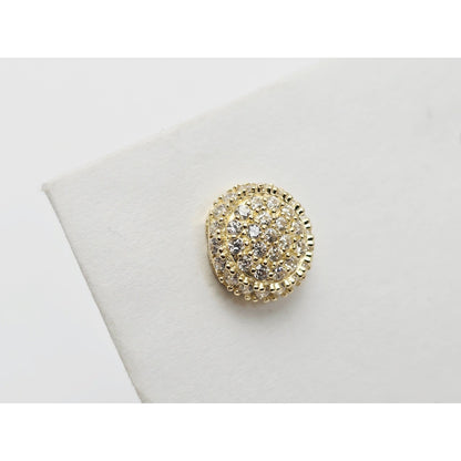 Single 10K Yellow Gold Round Shaped CZ Stud Earring