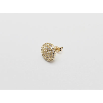 Single 10K Yellow Gold Round Shaped CZ Stud Earring