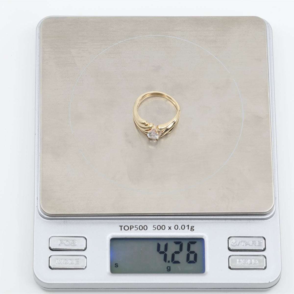 14K Yellow Gold Round Cut CZ Swirling Bypass Ring