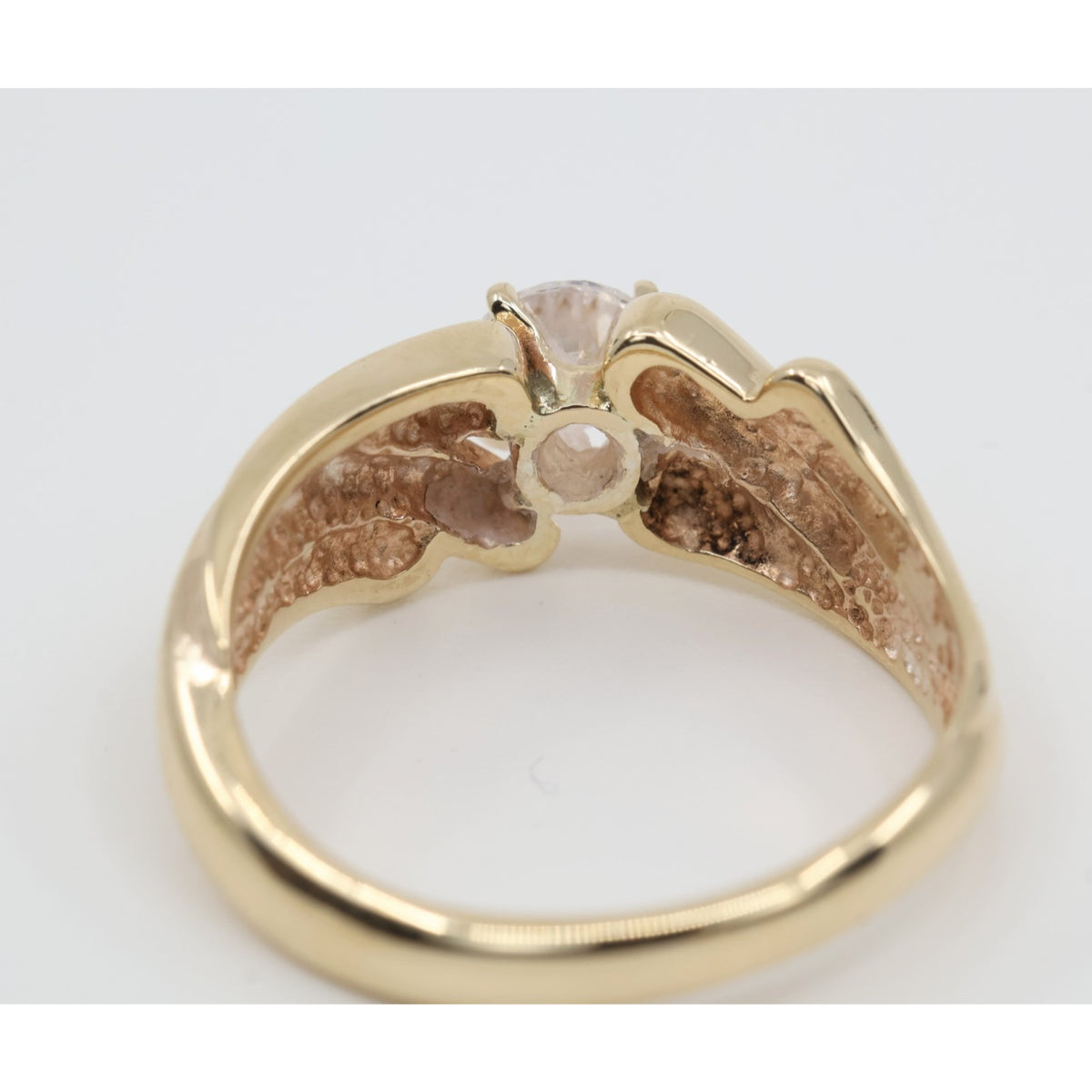 14K Yellow Gold Round Cut CZ Swirling Bypass Ring