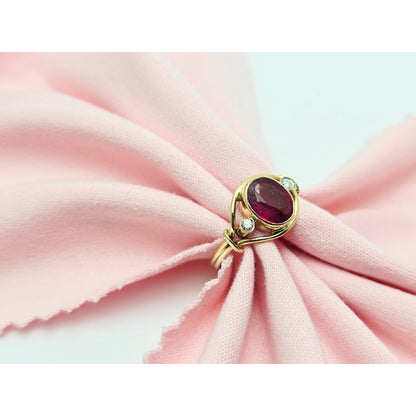 18K Yellow Gold Tourmaline & Diamond Ring