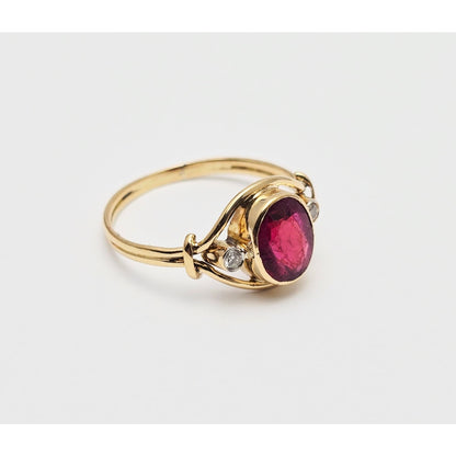 18K Yellow Gold Tourmaline & Diamond Ring