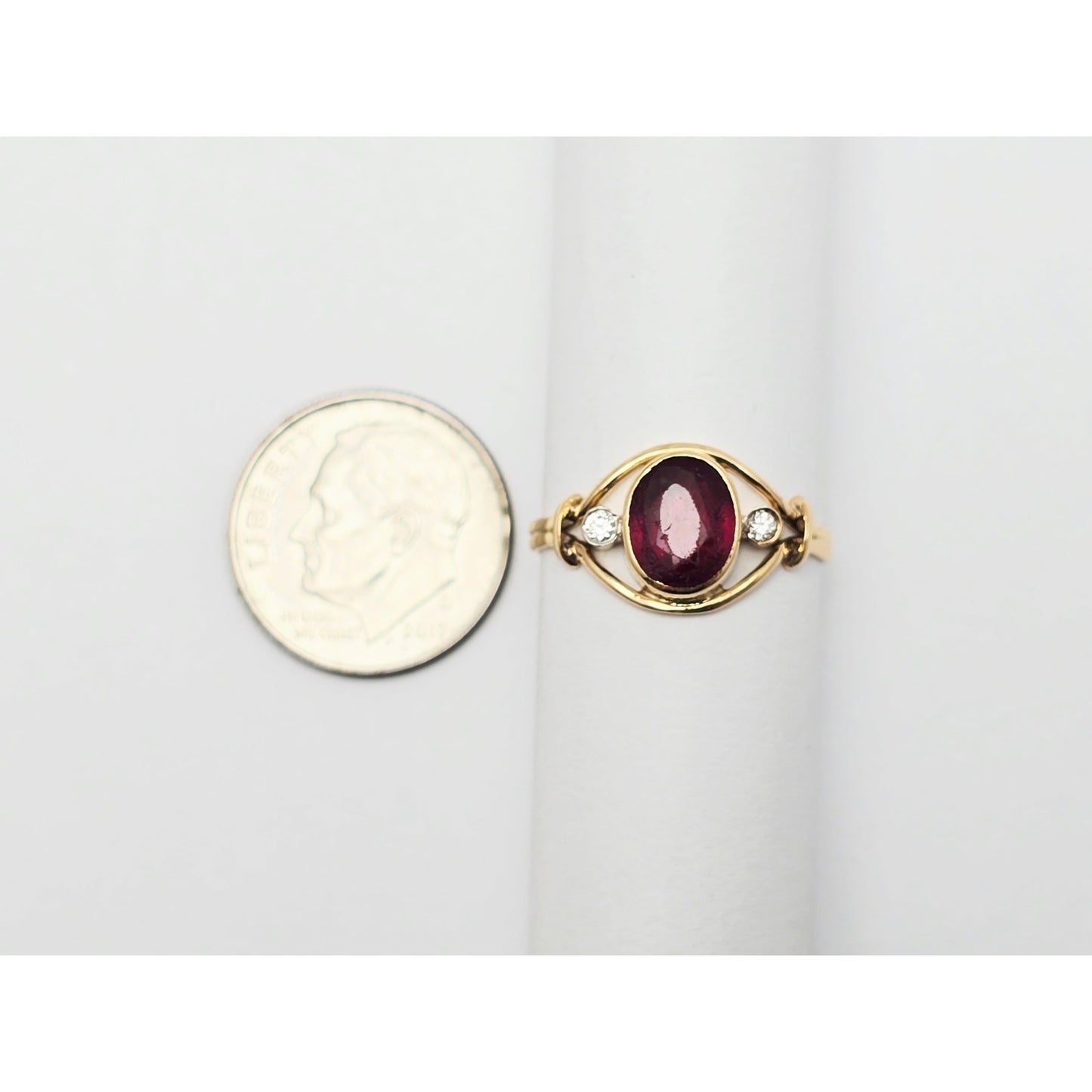 18K Yellow Gold Tourmaline & Diamond Ring