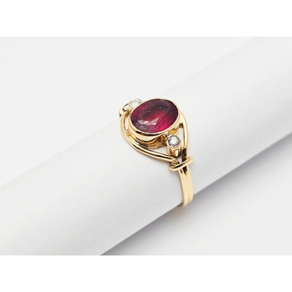 18K Yellow Gold Tourmaline & Diamond Ring