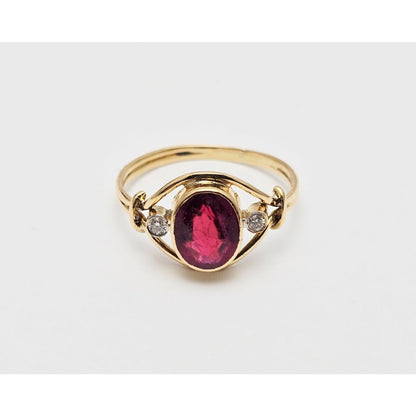 18K Yellow Gold Tourmaline & Diamond Ring