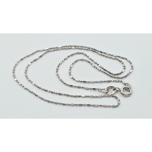 14K White Gold Bead Ball Bar Link Chain Necklace