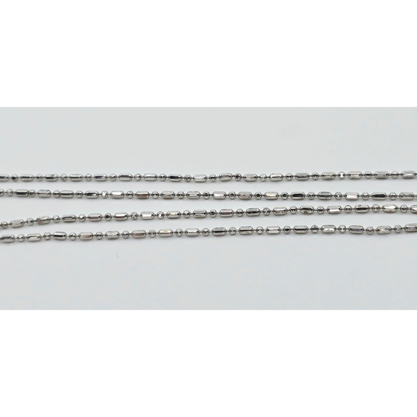 14K White Gold Bead Ball Bar Link Chain Necklace
