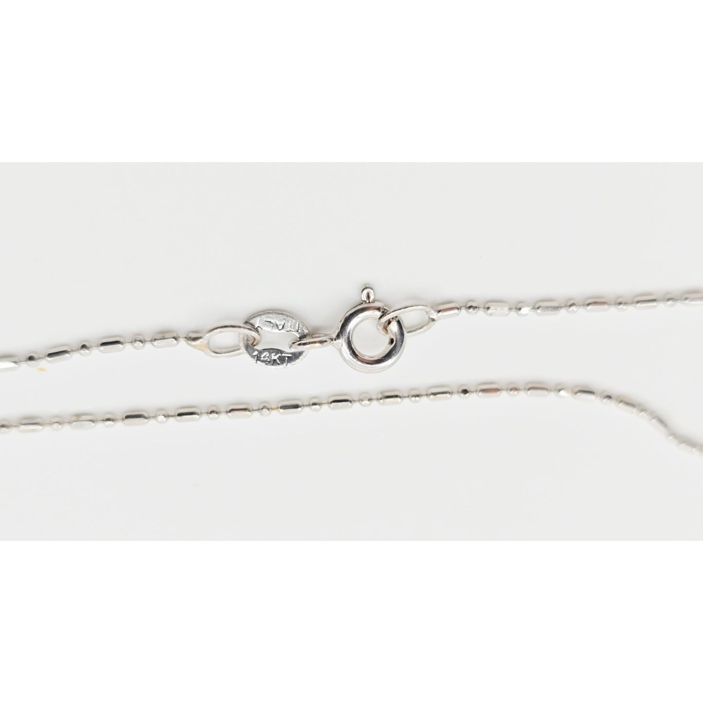 14K White Gold Bead Ball Bar Link Chain Necklace