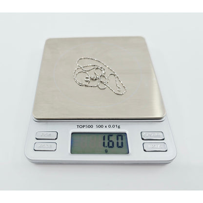 14K White Gold Bead Ball Bar Link Chain Necklace