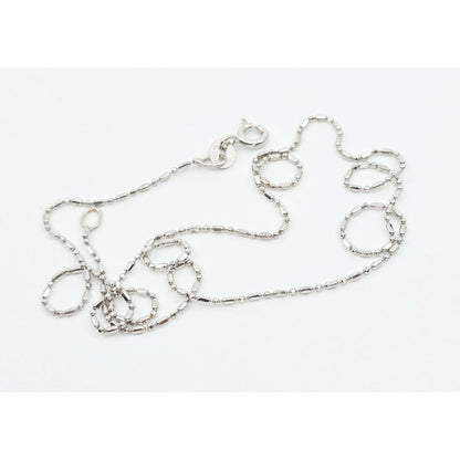 14K White Gold Bead Ball Bar Link Chain Necklace
