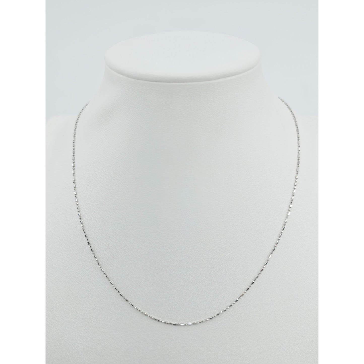 14K White Gold Bead Ball Bar Link Chain Necklace