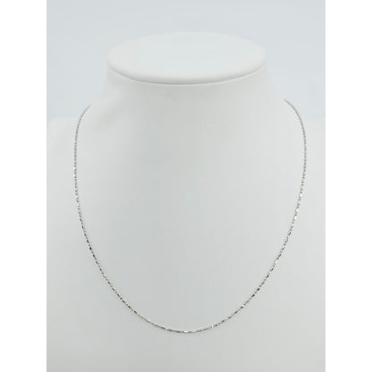 14K White Gold Bead Ball Bar Link Chain Necklace