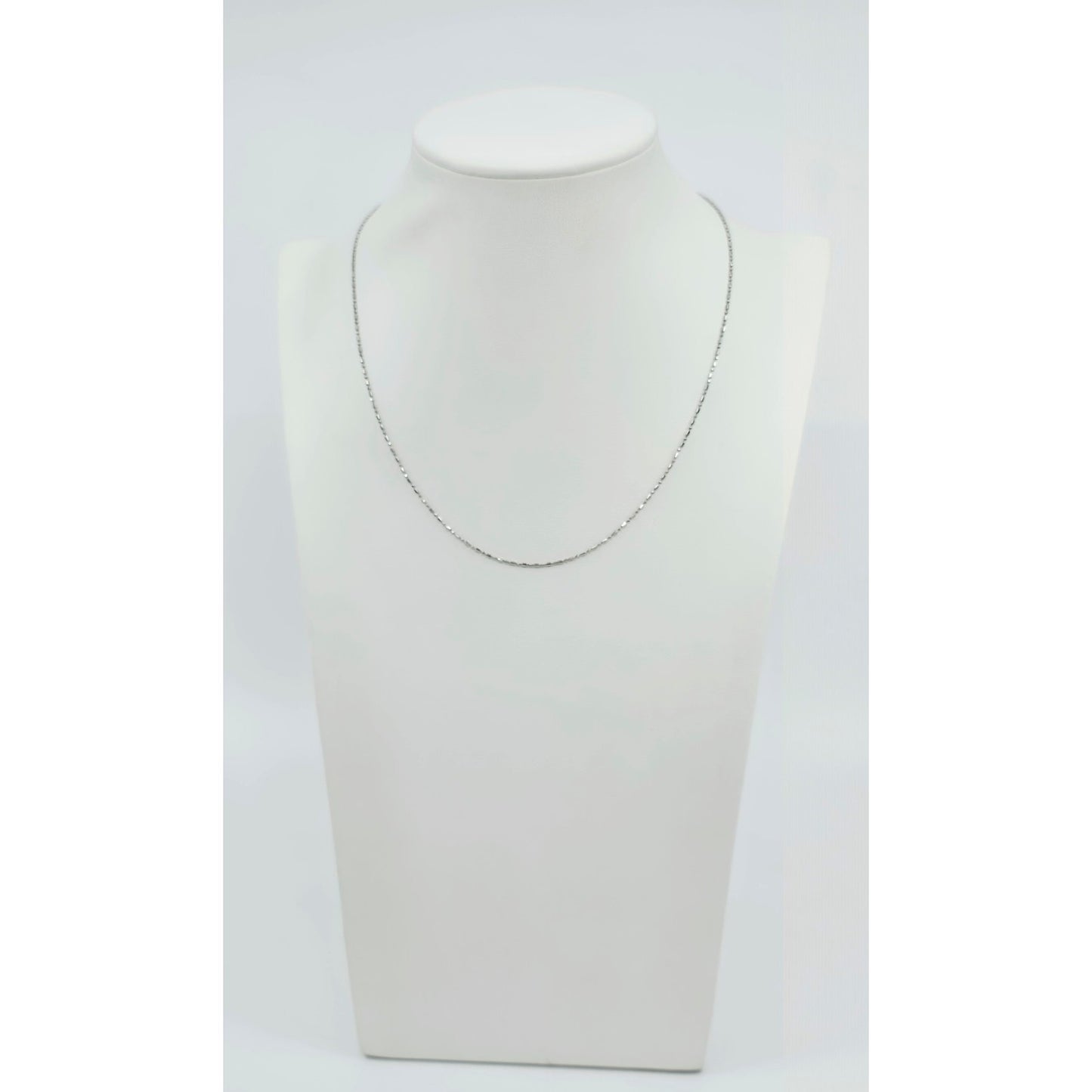 14K White Gold Bead Ball Bar Link Chain Necklace