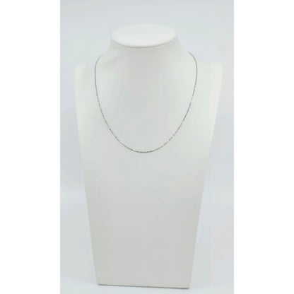 14K White Gold Bead Ball Bar Link Chain Necklace