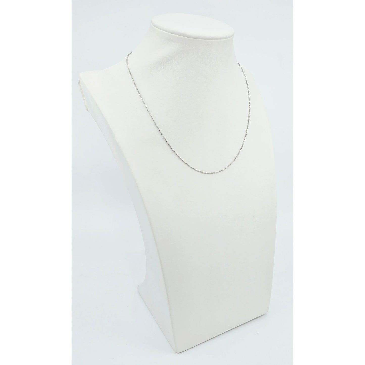 14K White Gold Bead Ball Bar Link Chain Necklace