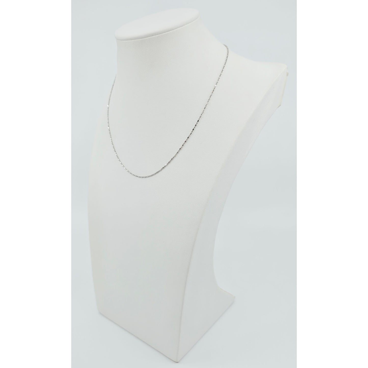 14K White Gold Bead Ball Bar Link Chain Necklace