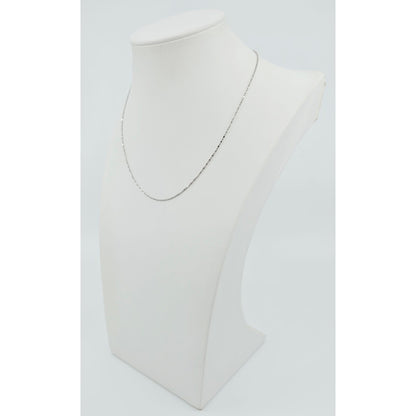 14K White Gold Bead Ball Bar Link Chain Necklace