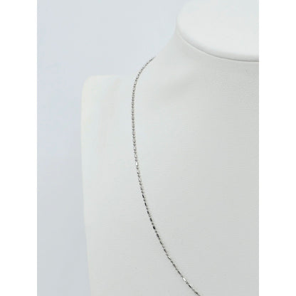 14K White Gold Bead Ball Bar Link Chain Necklace