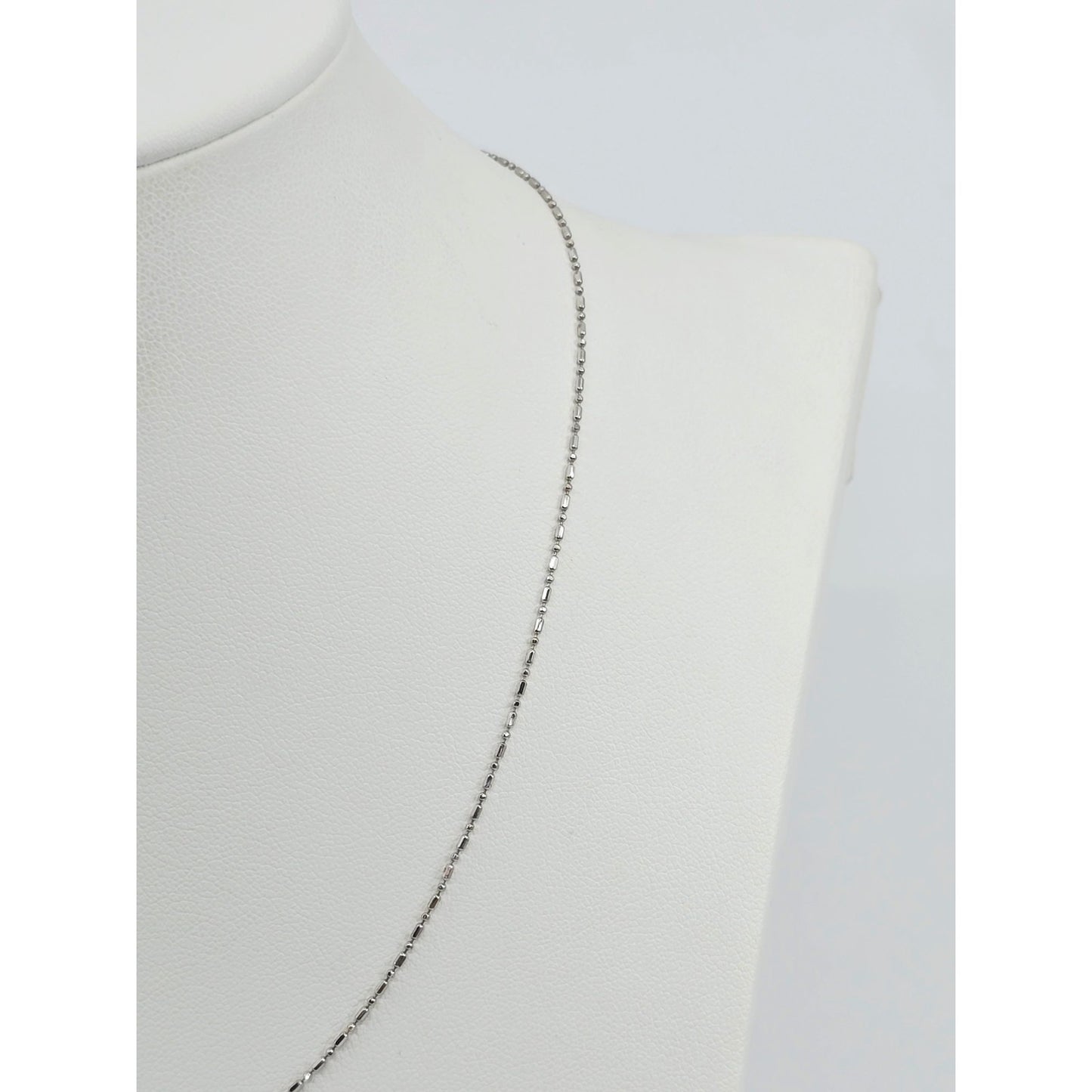 14K White Gold Bead Ball Bar Link Chain Necklace