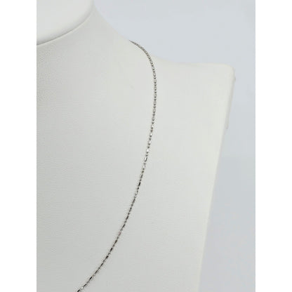 14K White Gold Bead Ball Bar Link Chain Necklace