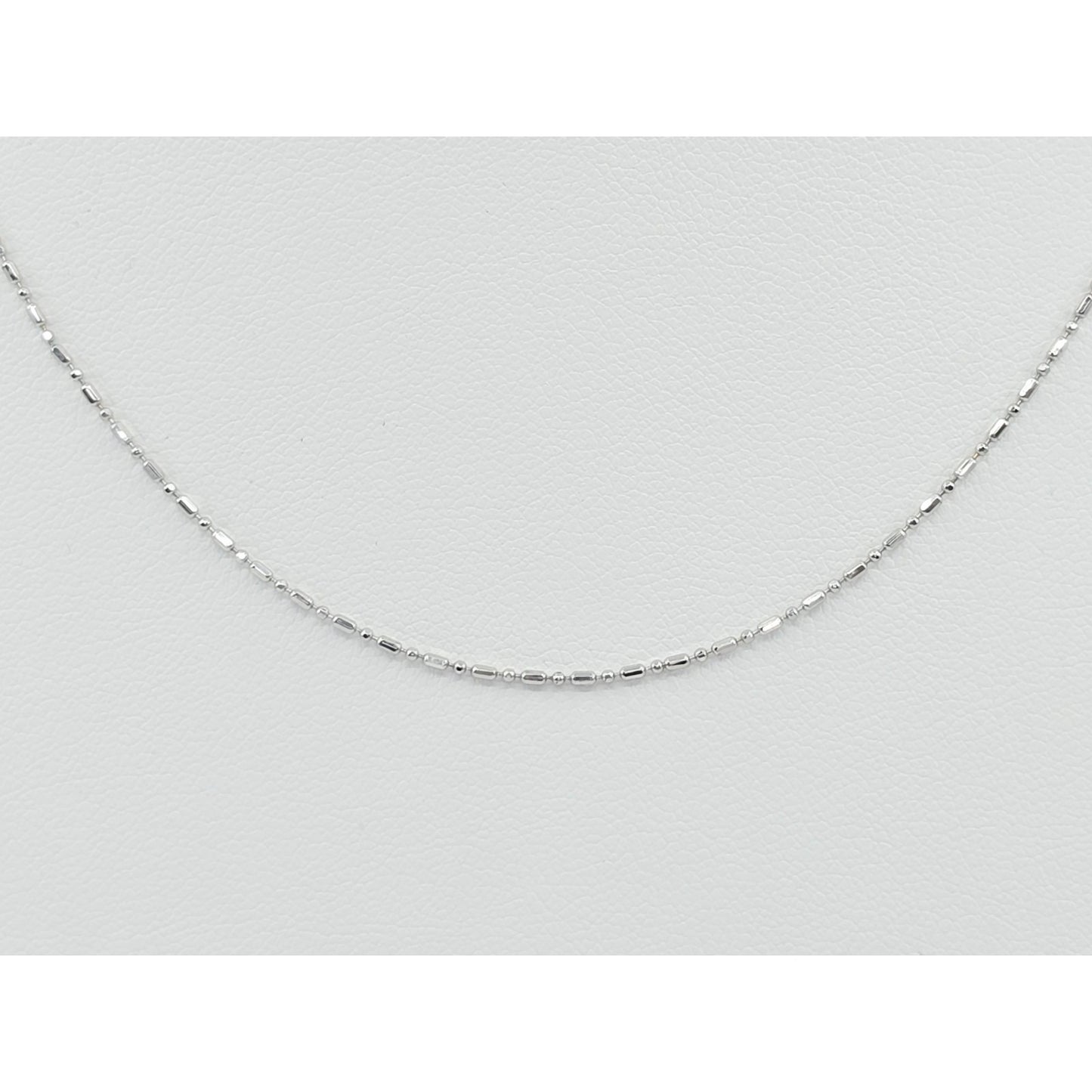 14K White Gold Bead Ball Bar Link Chain Necklace