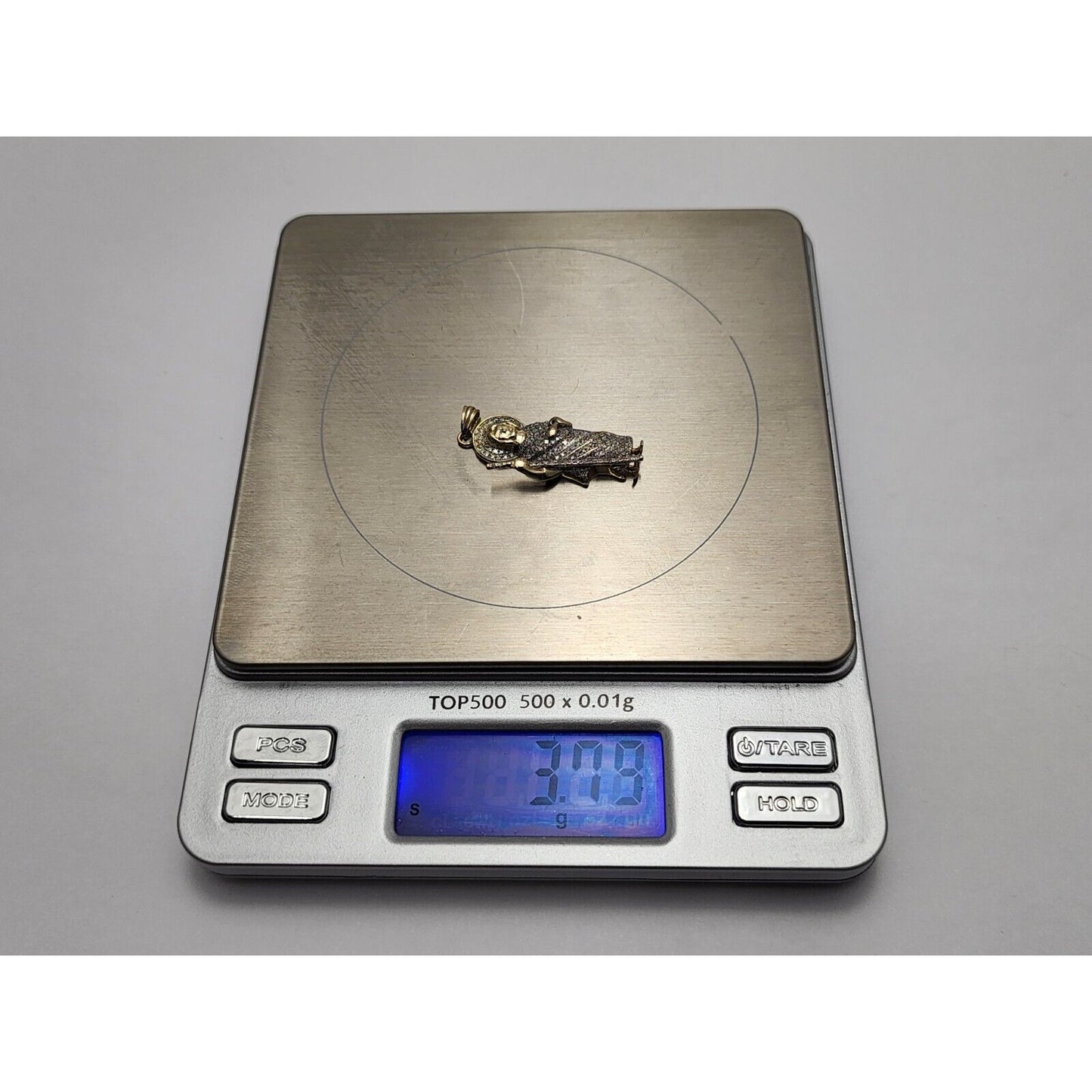 10K Two Tone Gold Religious Saint Jude Diamond Charm Pendant