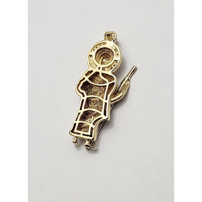 10K Two Tone Gold Religious Saint Jude Diamond Charm Pendant