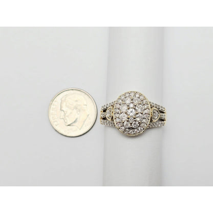 10K Yellow Gold Diamond Oval Shaped Ring
